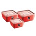 Kit 3 Potes Multiuso Premium Quadrado Vermelho