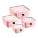Kit 4 Pote Multiuso Quadrado Premium Rosa