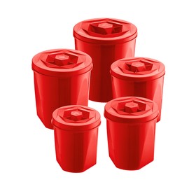 Kit 5 Porta Mantimentos Color Vermelho