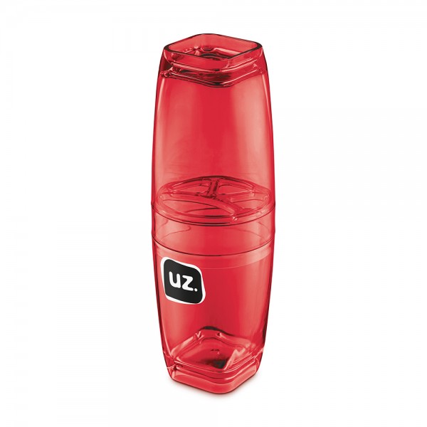 Porta Escova com Tampa Premium Translúcido Vermelho