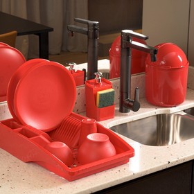 Escorredor de Louça Slim Vermelho