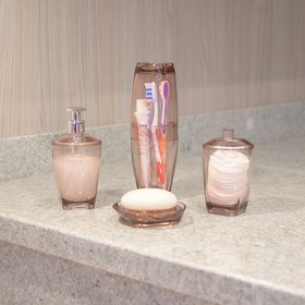 Porta Escova com Tampa Rosa Uz Utilidades