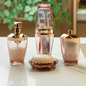 Porta Escova com Tampa Premium Metalizado Rose