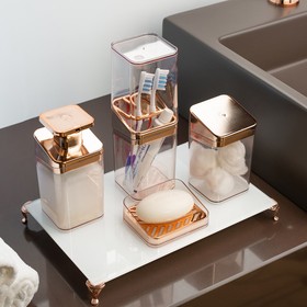 Porta Escova com Tampa Slim Metalizado Rose