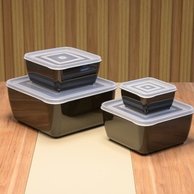 Kit 4 Pote Multiuso Quadrado Premium Preto