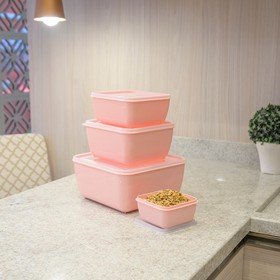 Kit 4 Pote Multiuso Quadrado Premium Rosa