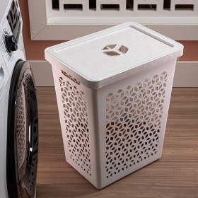 Cesto Organizador com Tampa 55 Litros Branco