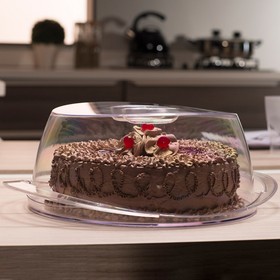 Porta Bolo Gold Translúcido Transparente Uz Utilidades