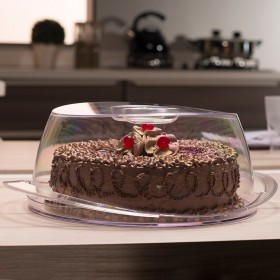 Porta Bolo Gold Transparente