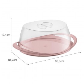 Porta Bolo Gold Translúcido Rosa