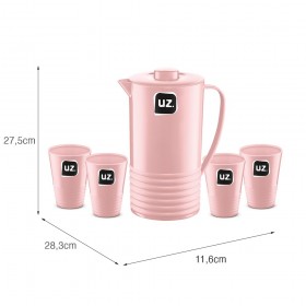 Conjunto Jarra 4 Copos Rosa