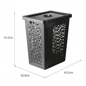Cesto Organizador com Tampa 55 Litros Preto