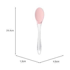 Colher Silicone Cabo Transparente 24cm Rosa