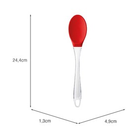 Colher Silicone Cabo Transparente 24cm Vermelho
