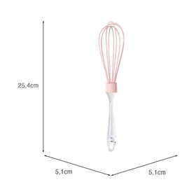 Batedor de Ovos Cabo Transparente 25cm Rosa