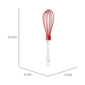 Batedor de Ovos Cabo Transparente 25cm Vermelho