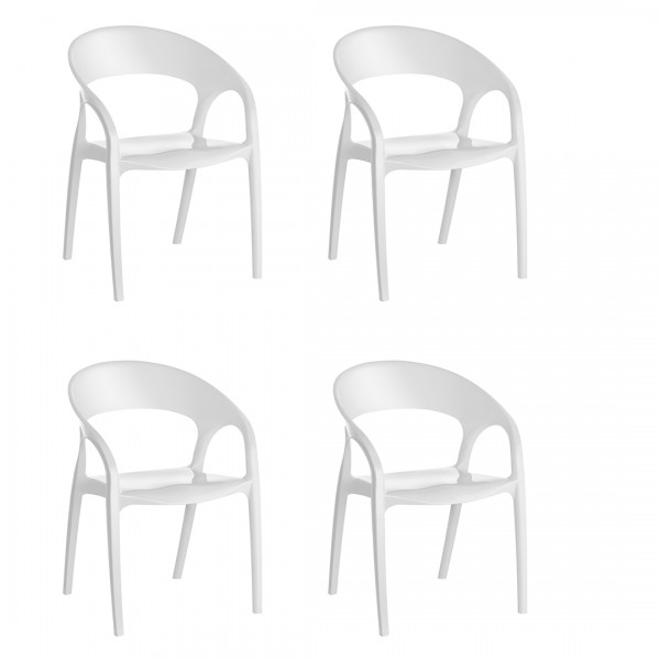 4 Cadeiras Glass Plus Branco