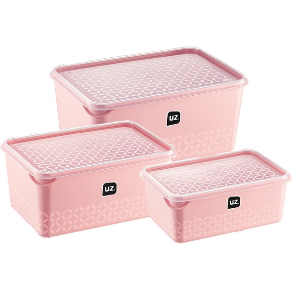 Kit 3 Potes Multiuso Rosa Uz Utilidades