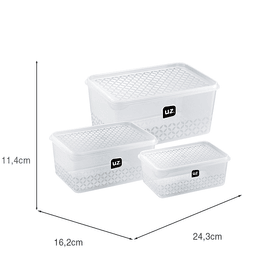 Kit 3 Potes Multiuso Transparente Uz Utilidades