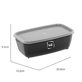 Pote Multiuso Retangular 1,5 Litros Preto Uz Utilidades