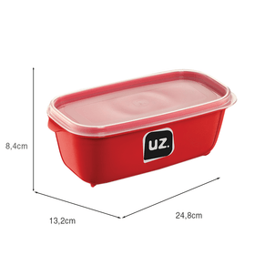 Pote Multiuso Retangular 1,5 Litros Vermelho Uz Utilidades