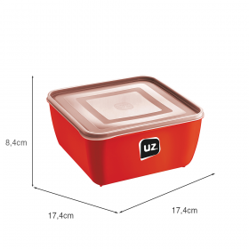 Pote Multiuso Premium Quadrado Vermelho 1,5 Litros