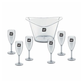 Kit Festa 6 Taças 1 Balde Translúcido Transparente Uz