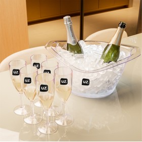 Kit Festa 6 Taças 1 Balde Translúcido Transparente Uz