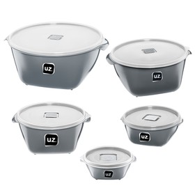 Conjunto 5 Potes Multiuso Cinza Uz