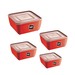 Conjunto 4 Potes Quadrdados Multiuso Vermelho Uz