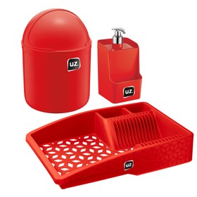 Conjunto 3 Peças para Pia Vermelho Uz