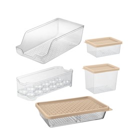 Conjunto 5 Organizadores Geladeira/Despensa Cappuccino Uz
