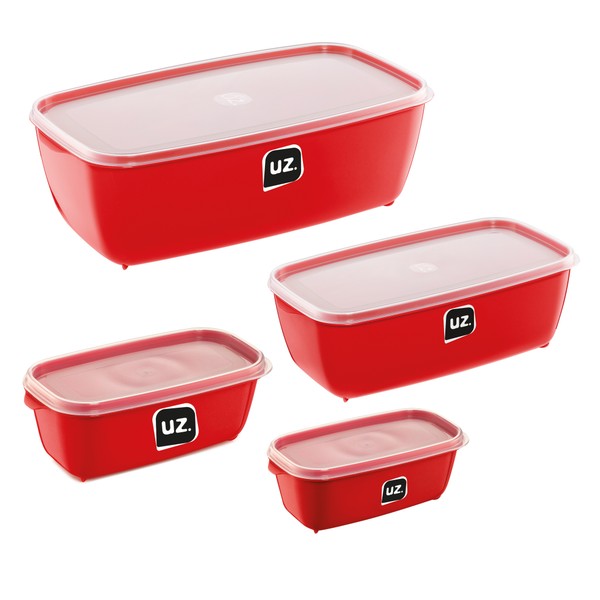 Conjunto 4 Potes Multiuso Vermelho Uz