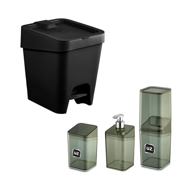 Conjunto Utensílios para Banheiro Preto Uz