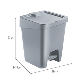 Lixeira Slim 15 Litros com Pedal Cinza Uz Utilidades