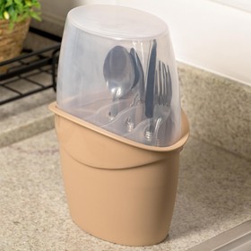 Porta Talheres Plus com Tampa Capuccino Uz Utilidades