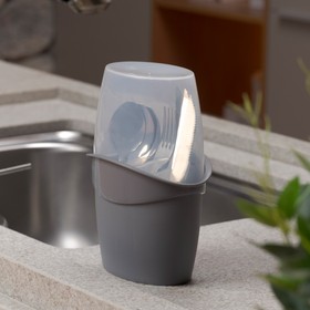 Porta Talheres Plus com Tampa Cinza Uz Utilidades