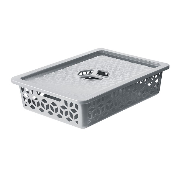 Cesto Organizador Raso 9 Litros Cinza Uz Utilidades