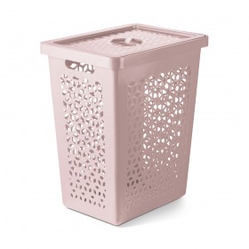 Cesto Organizador com Tampa 55 Litros Rosa