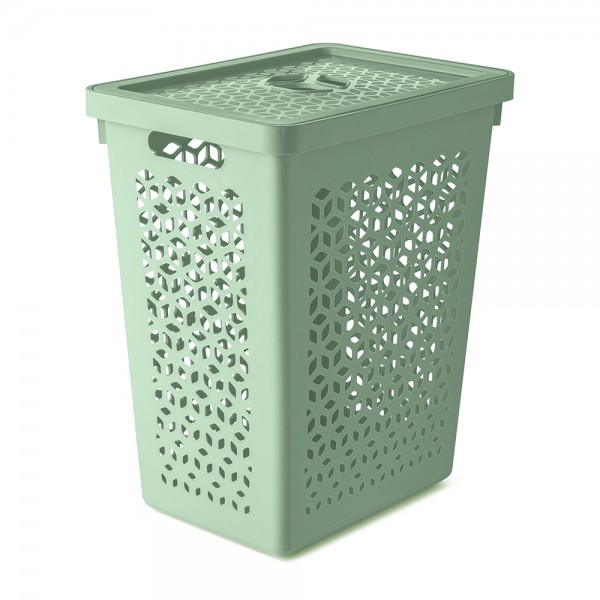 Cesto Organizador com Tampa 55 Litros Verde Menta