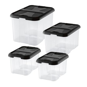 Conjunto 4 Caixas Organizadoras com Tampa Preta Uz