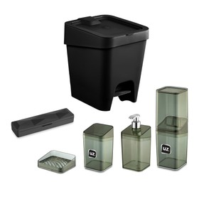 Conjunto Utensílios para Banheiro Preto Uz