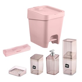 Conjunto Utensilios para Banheiro Rosa Uz