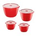 Conjunto 4 Potes Redondos Multiuso Vermelho Uz