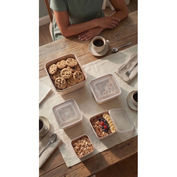 Conjunto 5 Potes Quadrdados Multiuso Cappuccino Uz