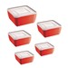 Conjunto 5 Potes Quadrdados Multiuso Vermelho Uz