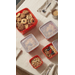 Conjunto 5 Potes Quadrdados Multiuso Vermelho Uz