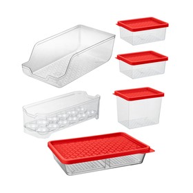 Conjunto 6 Organizadores Geladeira/Despensa Vermelho Uz