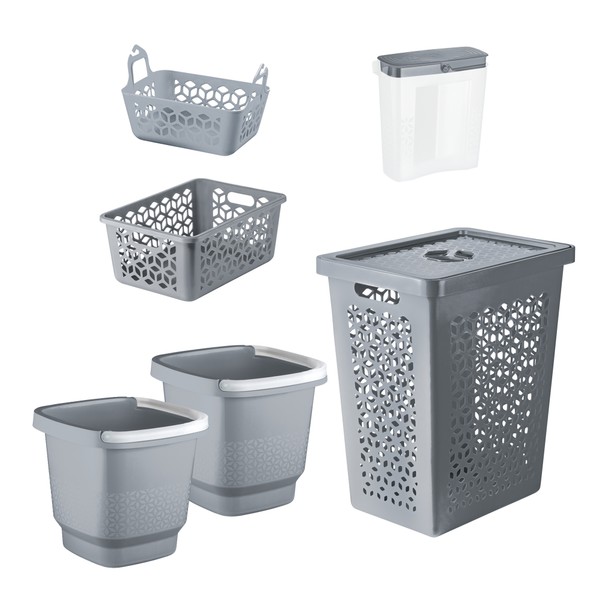 Conjunto 6 Peças para Lavanderia Cinza Uz