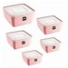 Conjunto 5 Potes Quadrdados Multiuso Rosa Uz